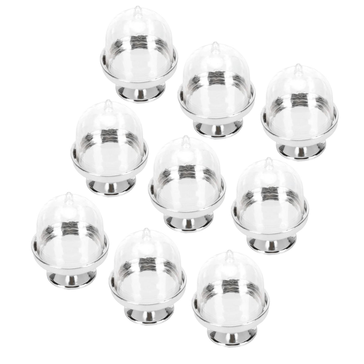 12 Set Mini Candy Box Cake Stand Cupcake Candy Display Plate with Lid Party SuppliesBottom Silver