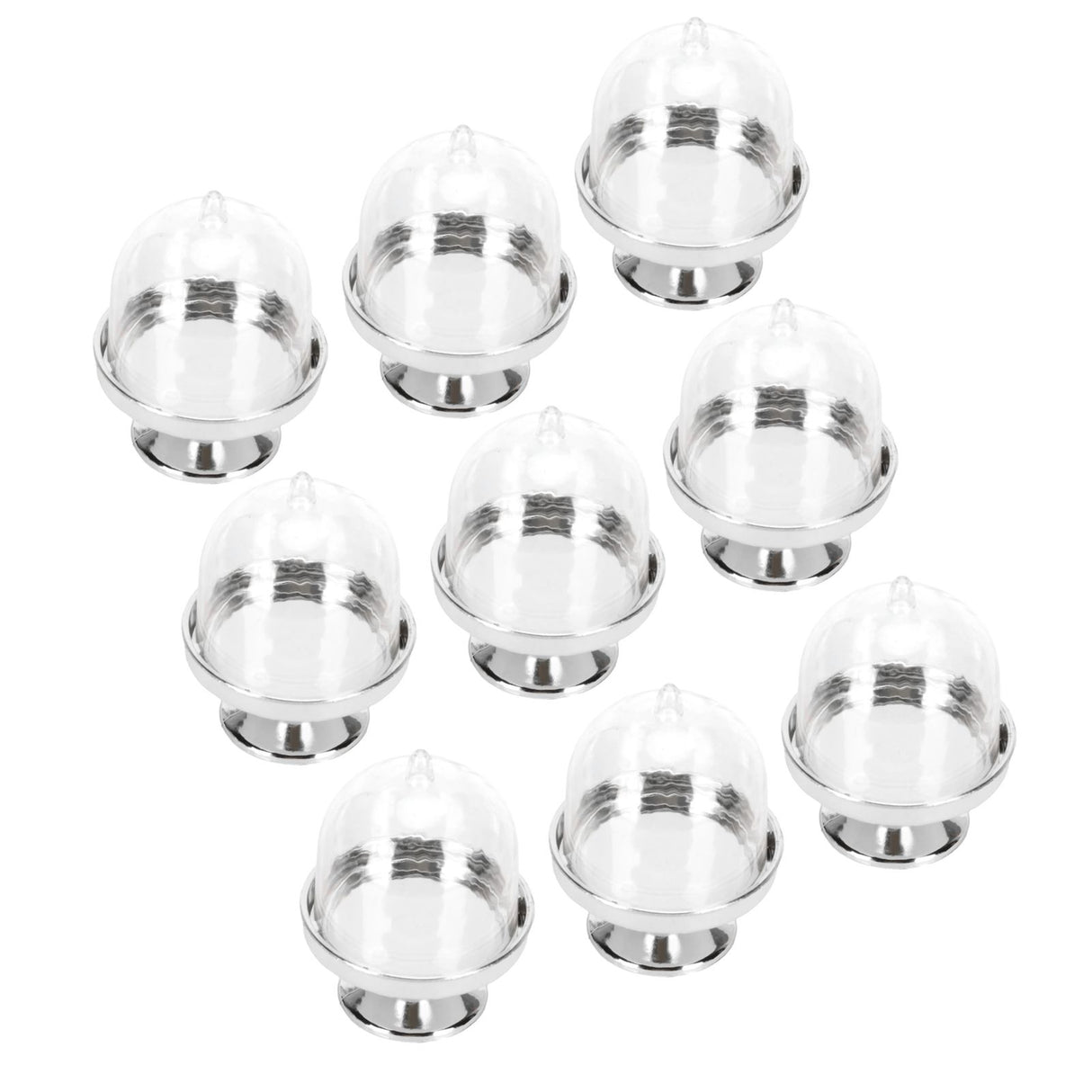 12 Set Mini Candy Box Cake Stand Cupcake Candy Display Plate with Lid Party SuppliesBottom Silver