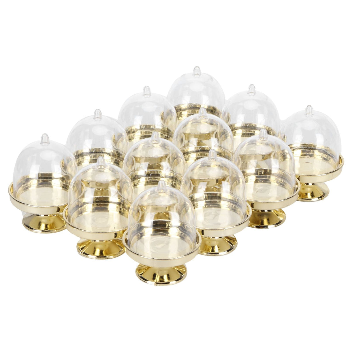 12 Set Mini Candy Box Cake Stand Cupcake Candy Display Plate with Lid Party SuppliesBottom Gold
