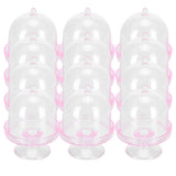 12 Set Mini Candy Box Cake Stand Cupcake Candy Display Plate with Lid Party SuppliesPink - Side View