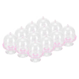12 Set Mini Candy Box Cake Stand Cupcake Candy Display Plate with Lid Party SuppliesPink - Top-Down View