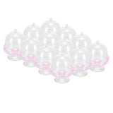 12 Set Mini Candy Box Cake Stand Cupcake Candy Display Plate with Lid Party SuppliesPink