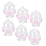12 Set Mini Candy Box Cake Stand Cupcake Candy Display Plate with Lid Party SuppliesPink