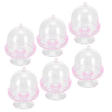 12 Set Mini Candy Box Cake Stand Cupcake Candy Display Plate with Lid Party SuppliesPink - Low Angle