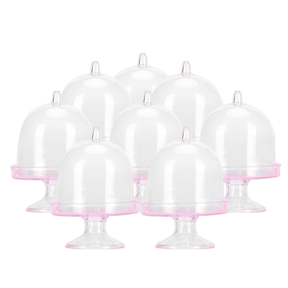 12 Set Mini Candy Box Cake Stand Cupcake Candy Display Plate with Lid Party SuppliesPink
