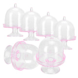 12 Set Mini Candy Box Cake Stand Cupcake Candy Display Plate with Lid Party SuppliesPink