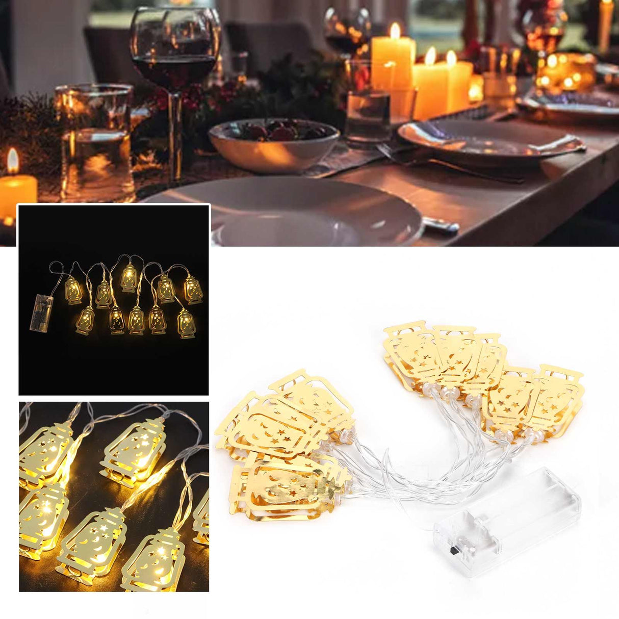 10LED Kerosene Lamp Shaped String Lights Decorative Lights String for Ramadan Eid Decor