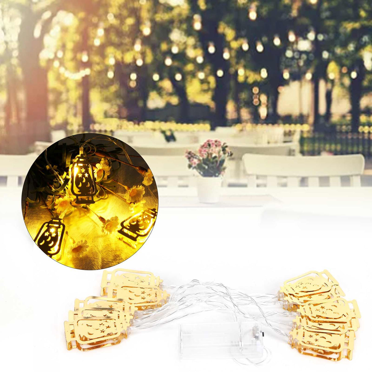 10LED Kerosene Lamp Shaped String Lights Decorative Lights String for Ramadan Eid Decor