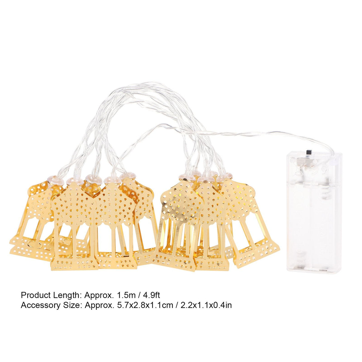 1.5m String Light Muslim Innovative Wrought Iron Ramadan Decoration Ornament Gold