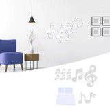 Music Note Wall Sticker DIY Innovative Embossed Decals Home Bedroom Background DecorationSilver
