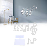 Music Note Wall Sticker DIY Innovative Embossed Decals Home Bedroom Background DecorationSilver