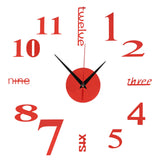 Modern DIY Digital Wall Clock Sticker Decals for Home Living Room Office DecorationRed