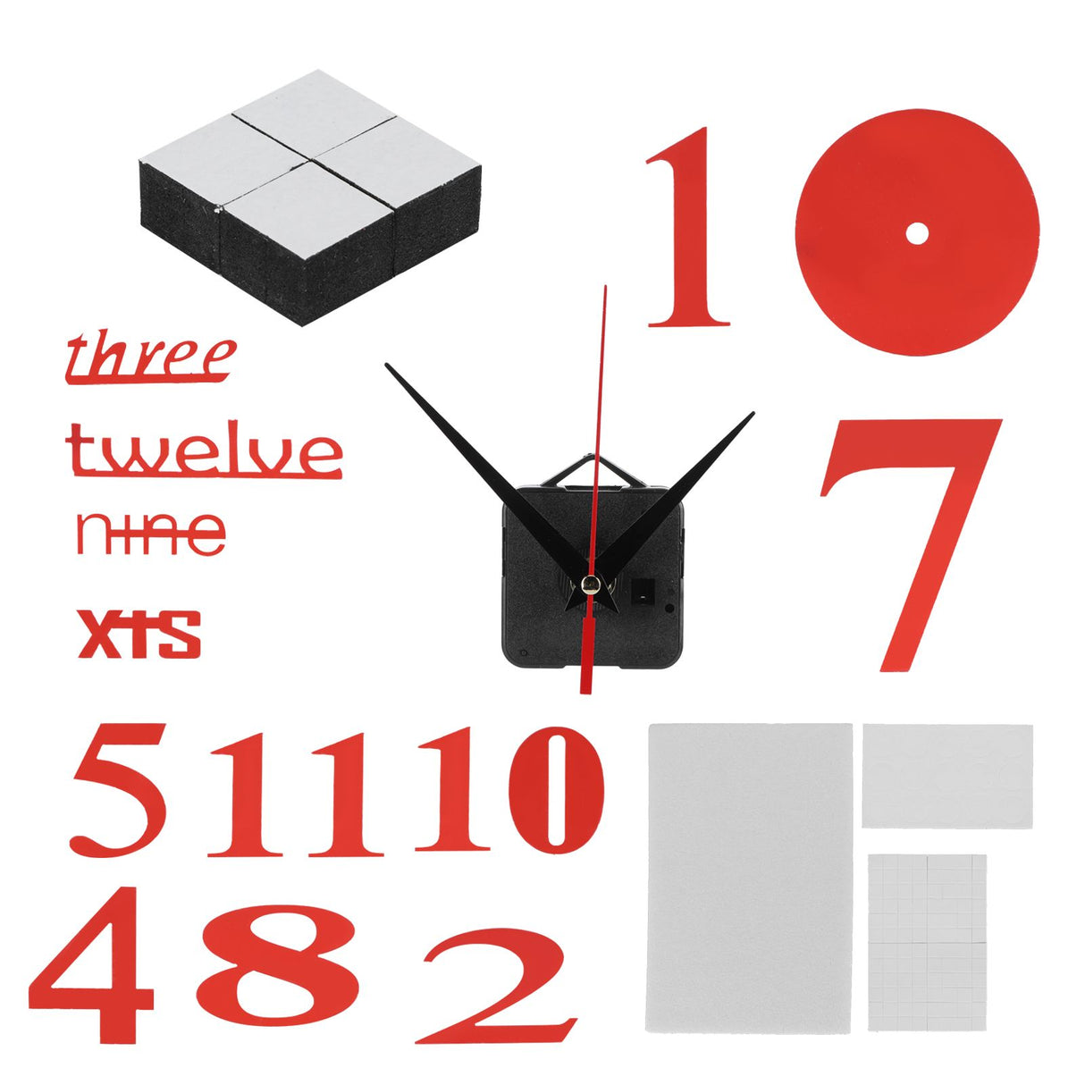 Modern DIY Digital Wall Clock Sticker Decals for Home Living Room Office DecorationRed