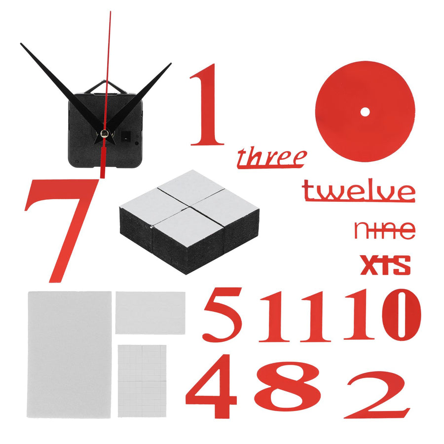 Modern DIY Digital Wall Clock Sticker Decals for Home Living Room Office DecorationRed