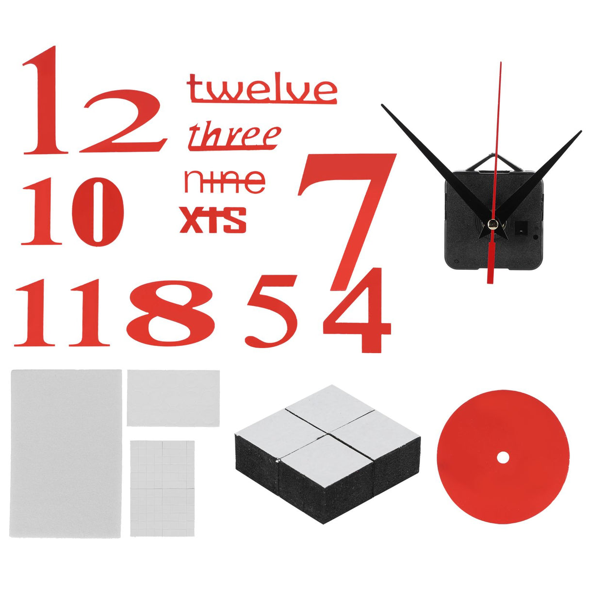 Modern DIY Digital Wall Clock Sticker Decals for Home Living Room Office DecorationRed