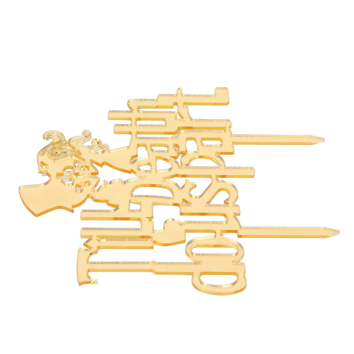 Acrylic Cake Topper Mirror Surface Insert Sticks for Wedding Party Holiday Cake Decoration