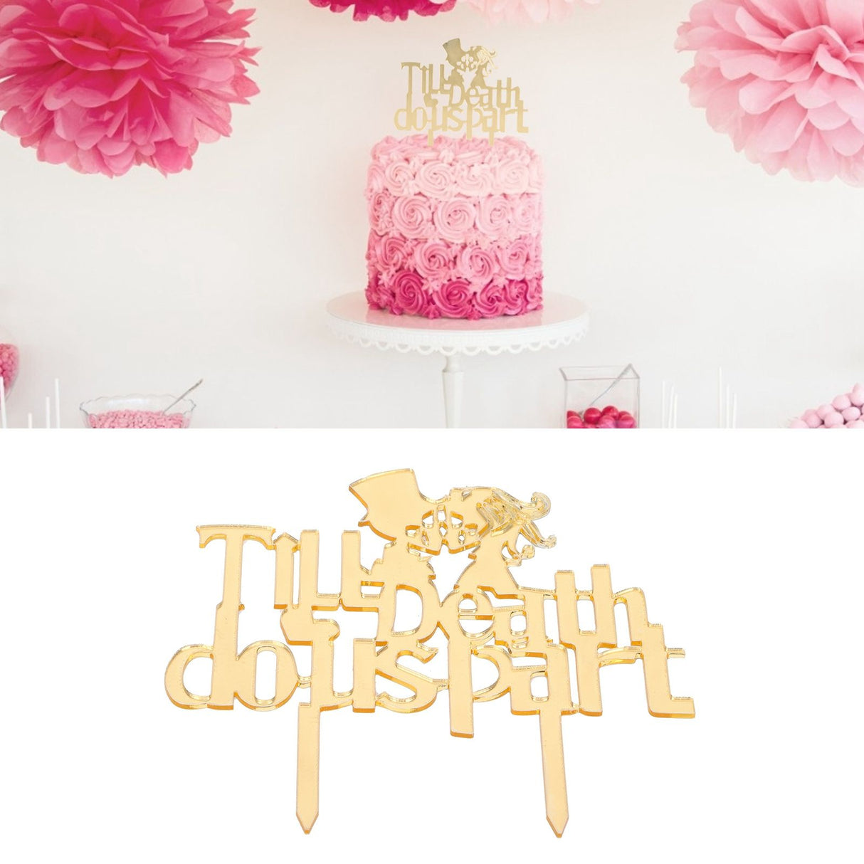 Acrylic Cake Topper Mirror Surface Insert Sticks for Wedding Party Holiday Cake Decoration