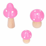 3Pcs/Set Mushroom Crafts Innovative Cute Wooden Ornaments Home Office Desktop DecorationPink - Front View