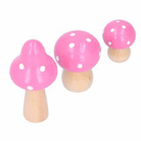 3Pcs/Set Mushroom Crafts Innovative Cute Wooden Ornaments Home Office Desktop DecorationPink - Side View