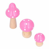 3Pcs/Set Mushroom Crafts Innovative Cute Wooden Ornaments Home Office Desktop DecorationPink - Top-Down View