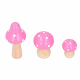 3Pcs/Set Mushroom Crafts Innovative Cute Wooden Ornaments Home Office Desktop DecorationPink - 45-Degree Angle