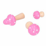 3Pcs/Set Mushroom Crafts Innovative Cute Wooden Ornaments Home Office Desktop DecorationPink - Rear View