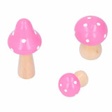 3Pcs/Set Mushroom Crafts Innovative Cute Wooden Ornaments Home Office Desktop DecorationPink - Low Angle