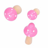 3Pcs/Set Mushroom Crafts Innovative Cute Wooden Ornaments Home Office Desktop DecorationPink - Extra Image