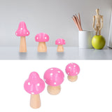 3Pcs/Set Mushroom Crafts Innovative Cute Wooden Ornaments Home Office Desktop DecorationPink - Extra Image
