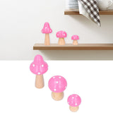 3Pcs/Set Mushroom Crafts Innovative Cute Wooden Ornaments Home Office Desktop DecorationPink - Extra Image