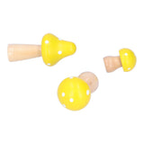 3Pcs/Set Mushroom Crafts Innovative Cute Wooden Ornaments Home Office Desktop DecorationYellow
