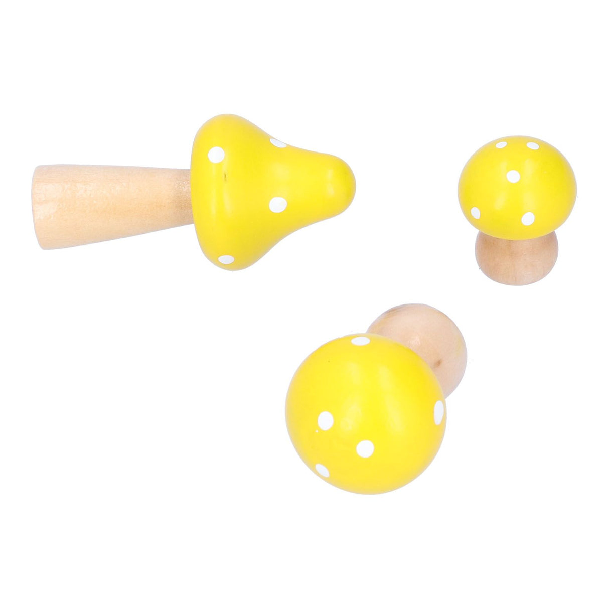 3Pcs/Set Mushroom Crafts Innovative Cute Wooden Ornaments Home Office Desktop DecorationYellow