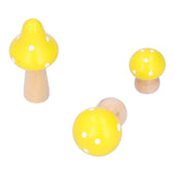 3Pcs/Set Mushroom Crafts Innovative Cute Wooden Ornaments Home Office Desktop DecorationYellow - Top-Down View
