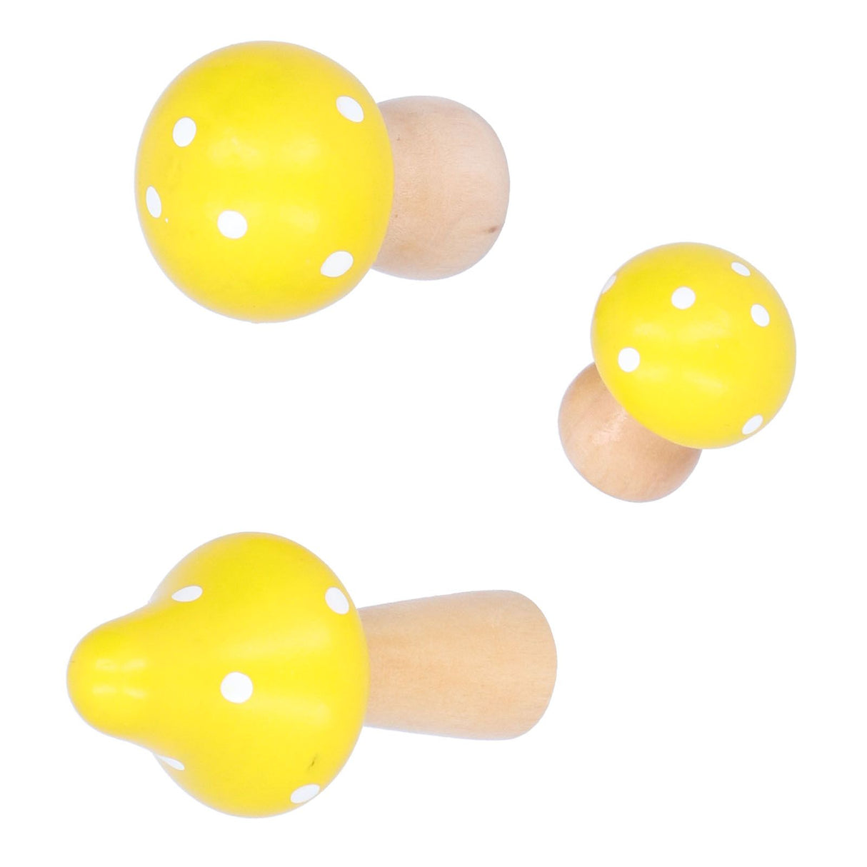 3Pcs/Set Mushroom Crafts Innovative Cute Wooden Ornaments Home Office Desktop DecorationYellow