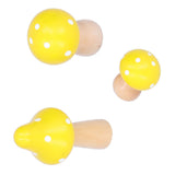 3Pcs/Set Mushroom Crafts Innovative Cute Wooden Ornaments Home Office Desktop DecorationYellow - 45-Degree Angle
