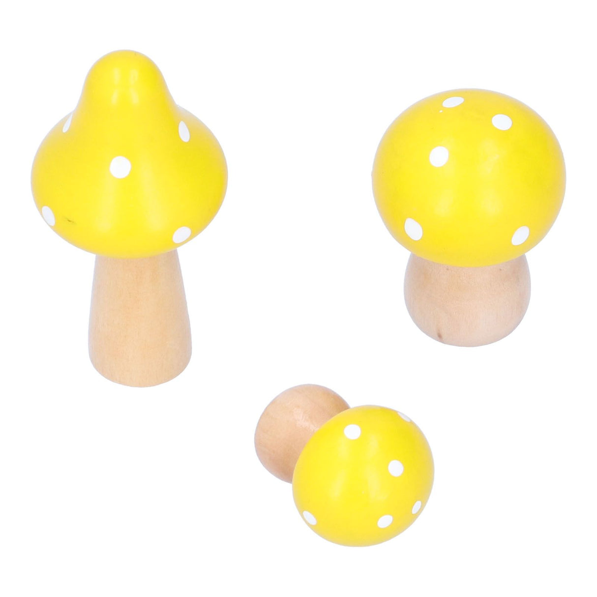 3Pcs/Set Mushroom Crafts Innovative Cute Wooden Ornaments Home Office Desktop DecorationYellow