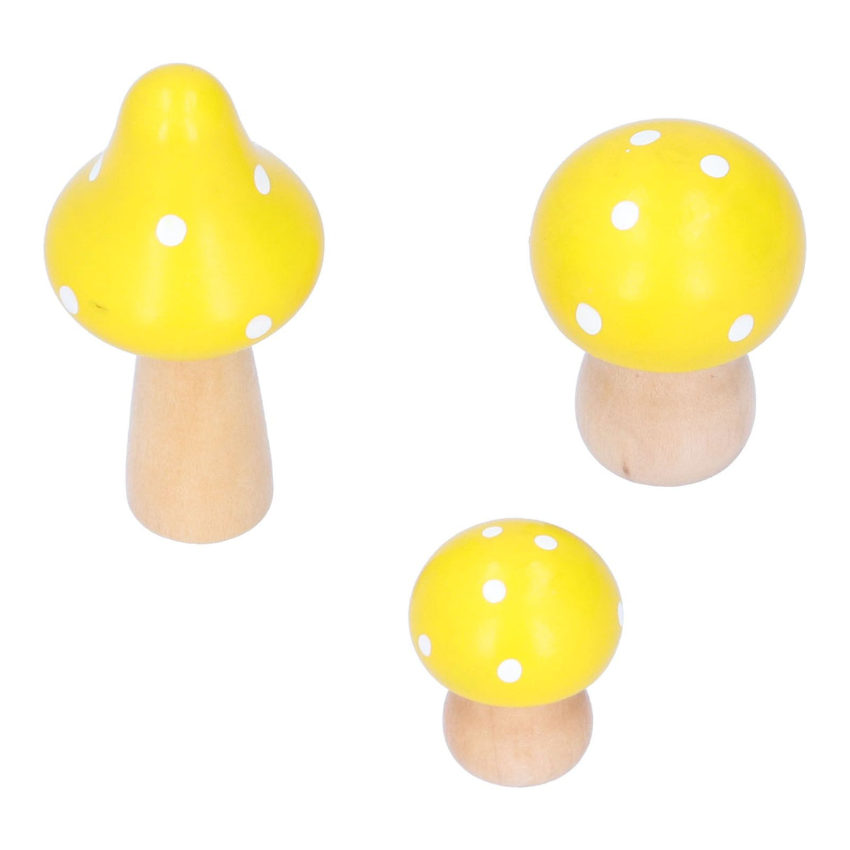 3Pcs/Set Mushroom Crafts Innovative Cute Wooden Ornaments Home Office Desktop DecorationYellow