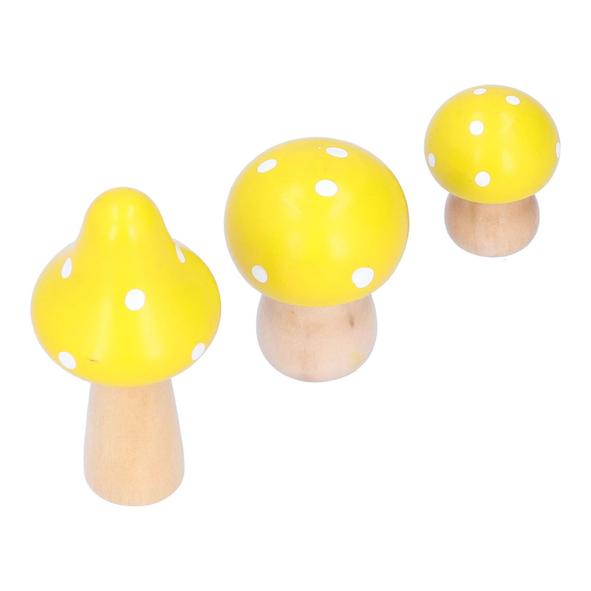 3Pcs/Set Mushroom Crafts Innovative Cute Wooden Ornaments Home Office Desktop DecorationYellow