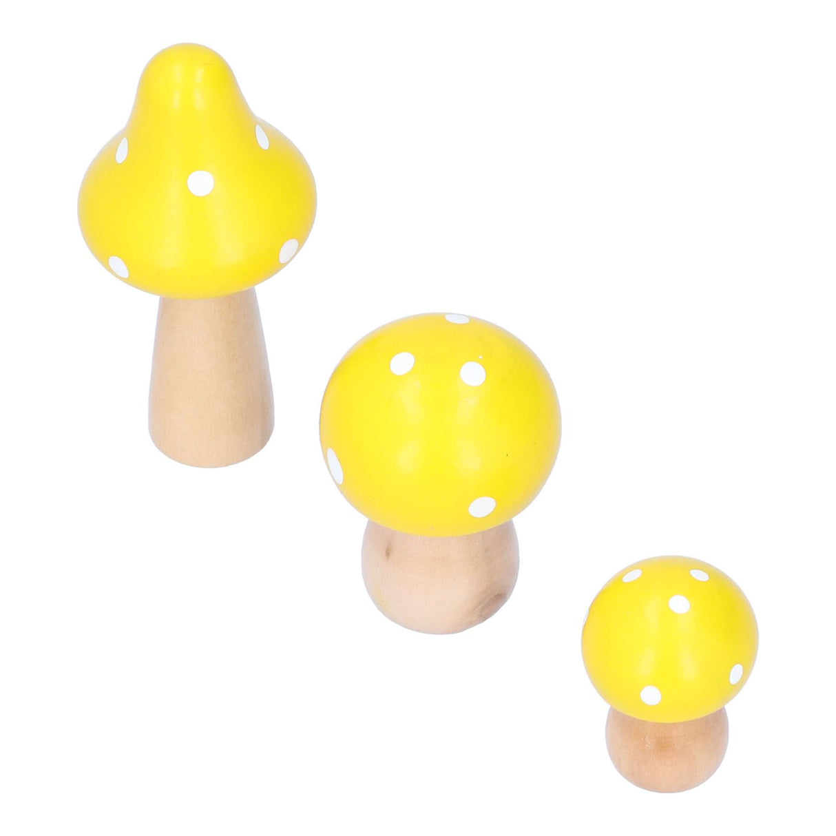 3Pcs/Set Mushroom Crafts Innovative Cute Wooden Ornaments Home Office Desktop DecorationYellow