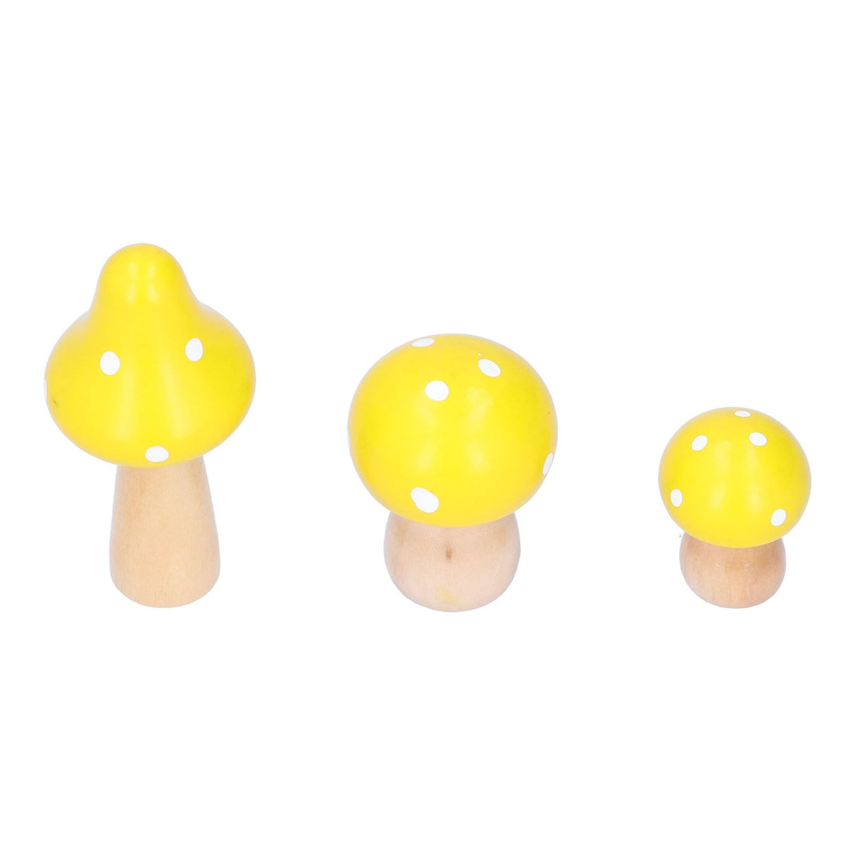 3Pcs/Set Mushroom Crafts Innovative Cute Wooden Ornaments Home Office Desktop DecorationYellow
