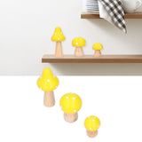 3Pcs/Set Mushroom Crafts Innovative Cute Wooden Ornaments Home Office Desktop DecorationYellow