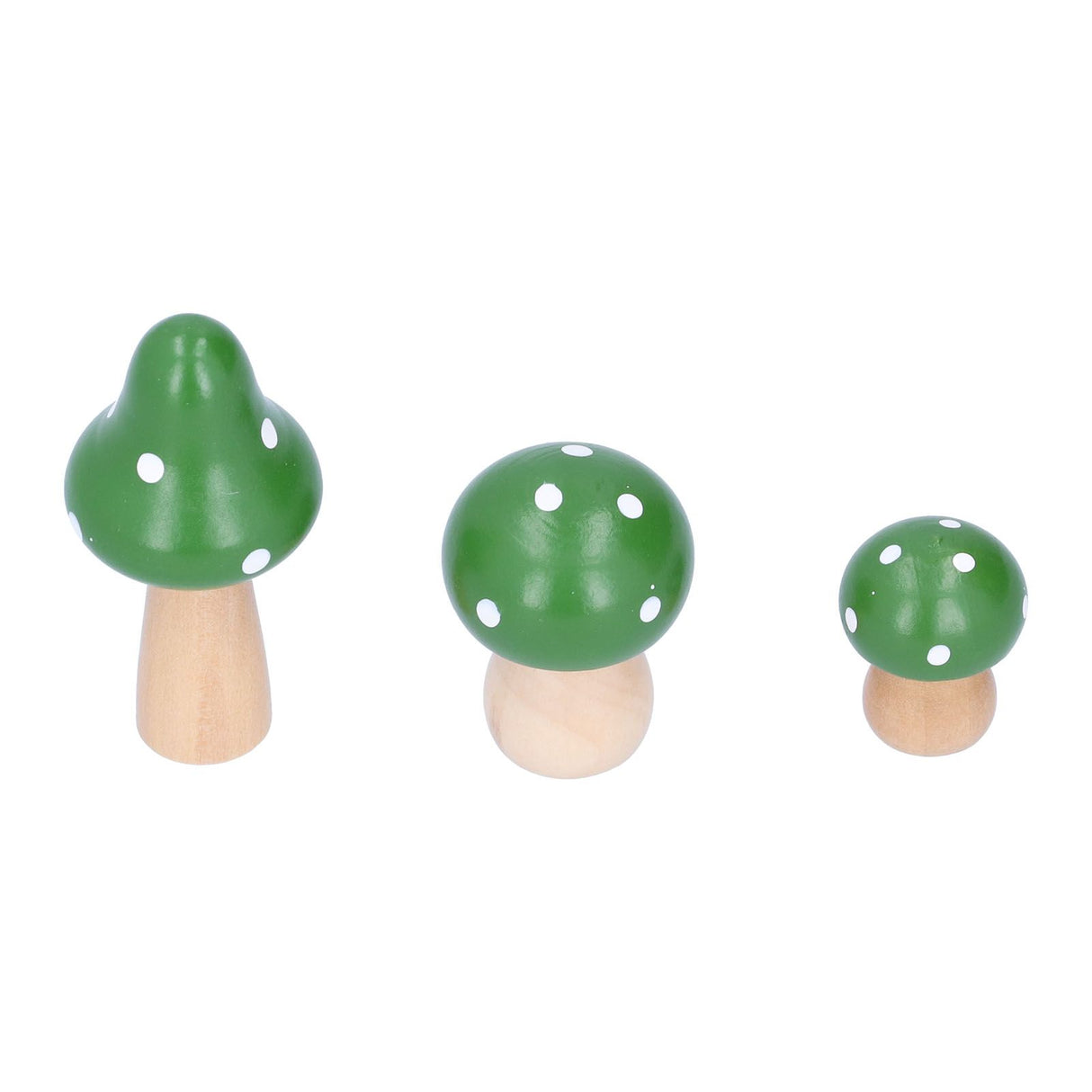 3Pcs/Set Mushroom Crafts Innovative Cute Wooden Ornaments Home Office Desktop DecorationGreen