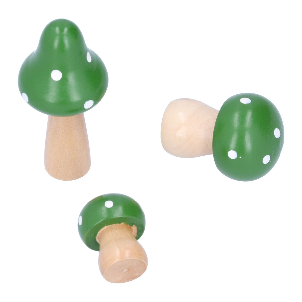 3Pcs/Set Mushroom Crafts Innovative Cute Wooden Ornaments Home Office Desktop DecorationGreen
