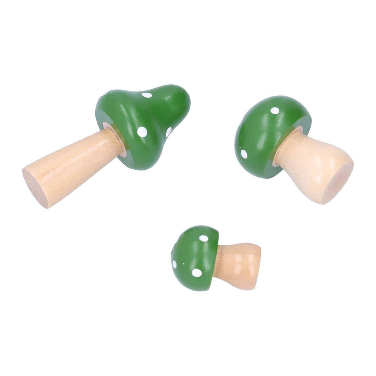 3Pcs/Set Mushroom Crafts Innovative Cute Wooden Ornaments Home Office Desktop DecorationGreen