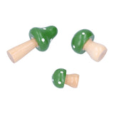 3Pcs/Set Mushroom Crafts Innovative Cute Wooden Ornaments Home Office Desktop DecorationGreen - Top-Down View
