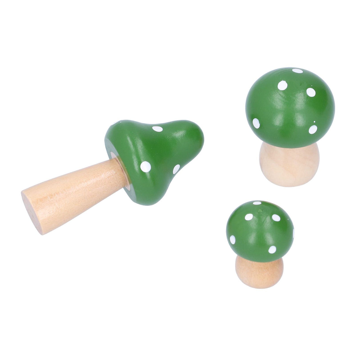 3Pcs/Set Mushroom Crafts Innovative Cute Wooden Ornaments Home Office Desktop DecorationGreen