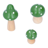 3Pcs/Set Mushroom Crafts Innovative Cute Wooden Ornaments Home Office Desktop DecorationGreen