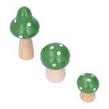 3Pcs/Set Mushroom Crafts Innovative Cute Wooden Ornaments Home Office Desktop DecorationGreen - Low Angle