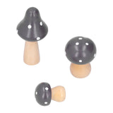 3Pcs/Set Mushroom Crafts Innovative Cute Wooden Ornaments Home Office Desktop DecorationBrown - Front View