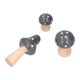 3Pcs/Set Mushroom Crafts Innovative Cute Wooden Ornaments Home Office Desktop DecorationBrown - Side View